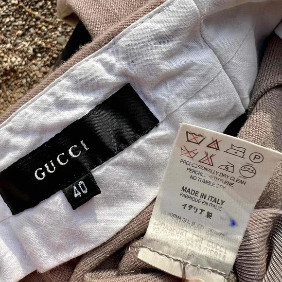 Gucci Trousers Tan Vintage Gabardine Wool Straight Leg Pants Size 40 US Small - Picture 10 of 10